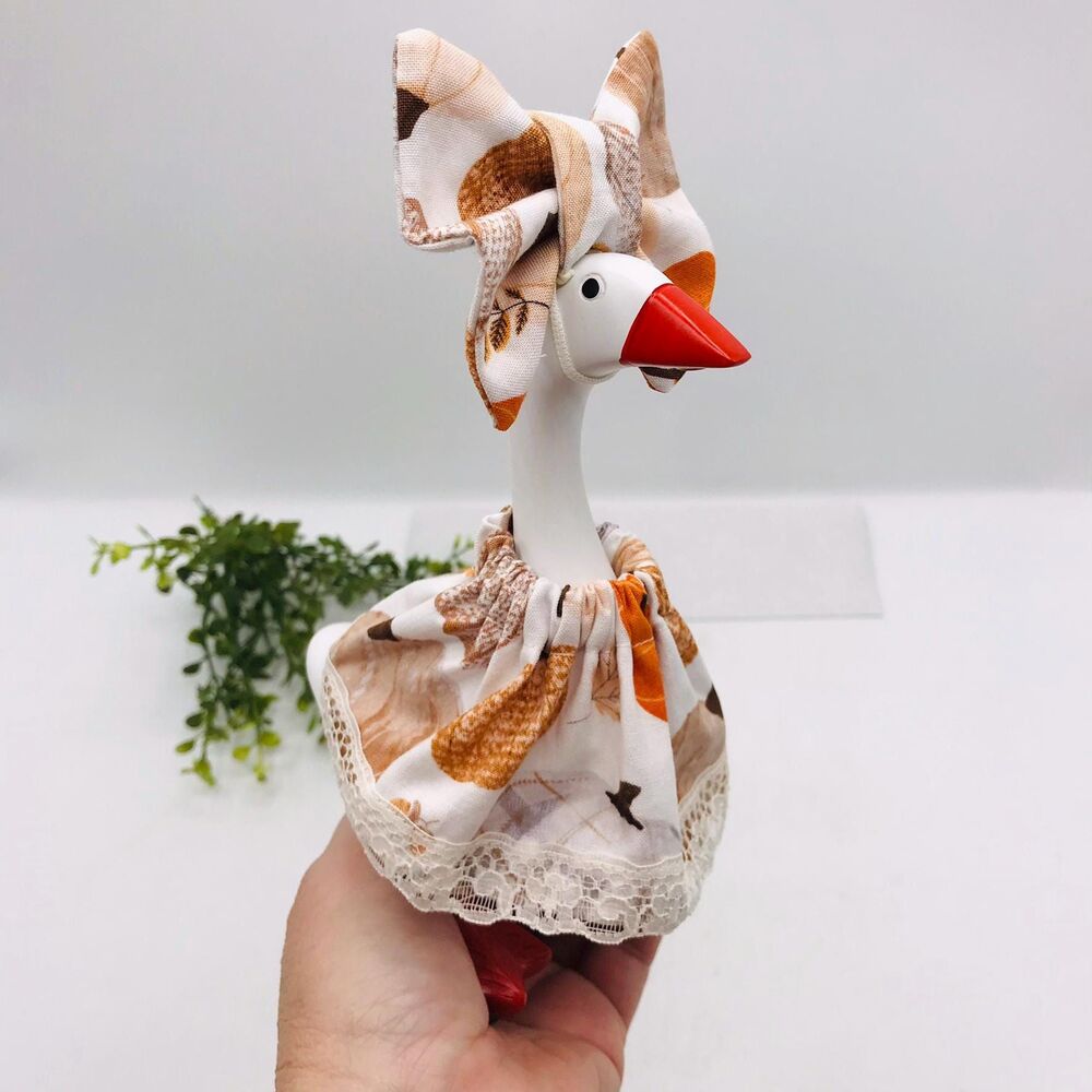 Desktop Goose Dress & Bow Outfit For 7" Mini Goose Handmade Fall Pumpkins